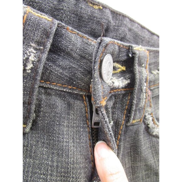 True Religion Jeans 24 Joey Flare Bell Bottoms Ripped Raw Hem Denim - Picture 2 of 14